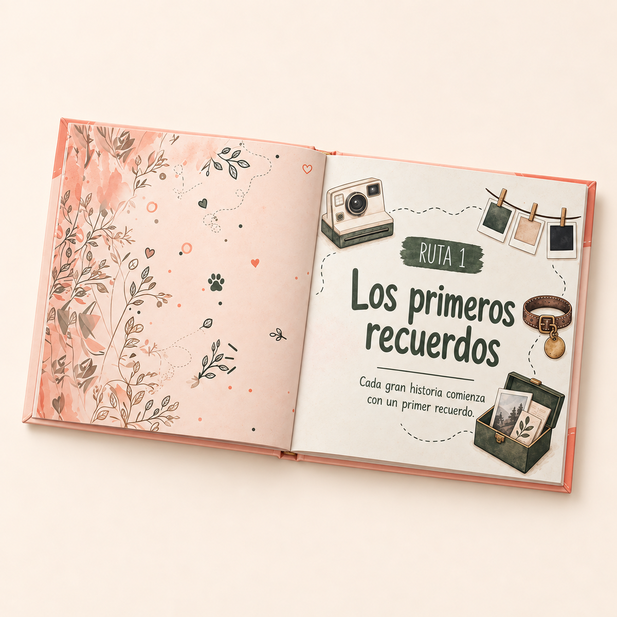 Álbum abierto en la introducción de la Ruta 1 Los primeros recuerdos