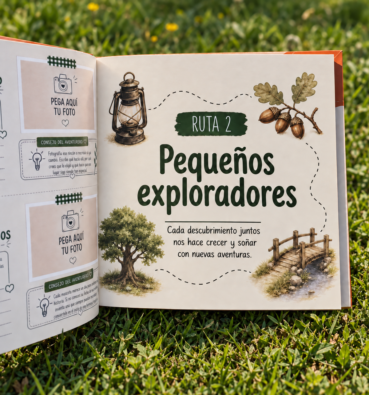 Álbum abierto en la introducción de la Ruta 2 Pequeños exploradores
