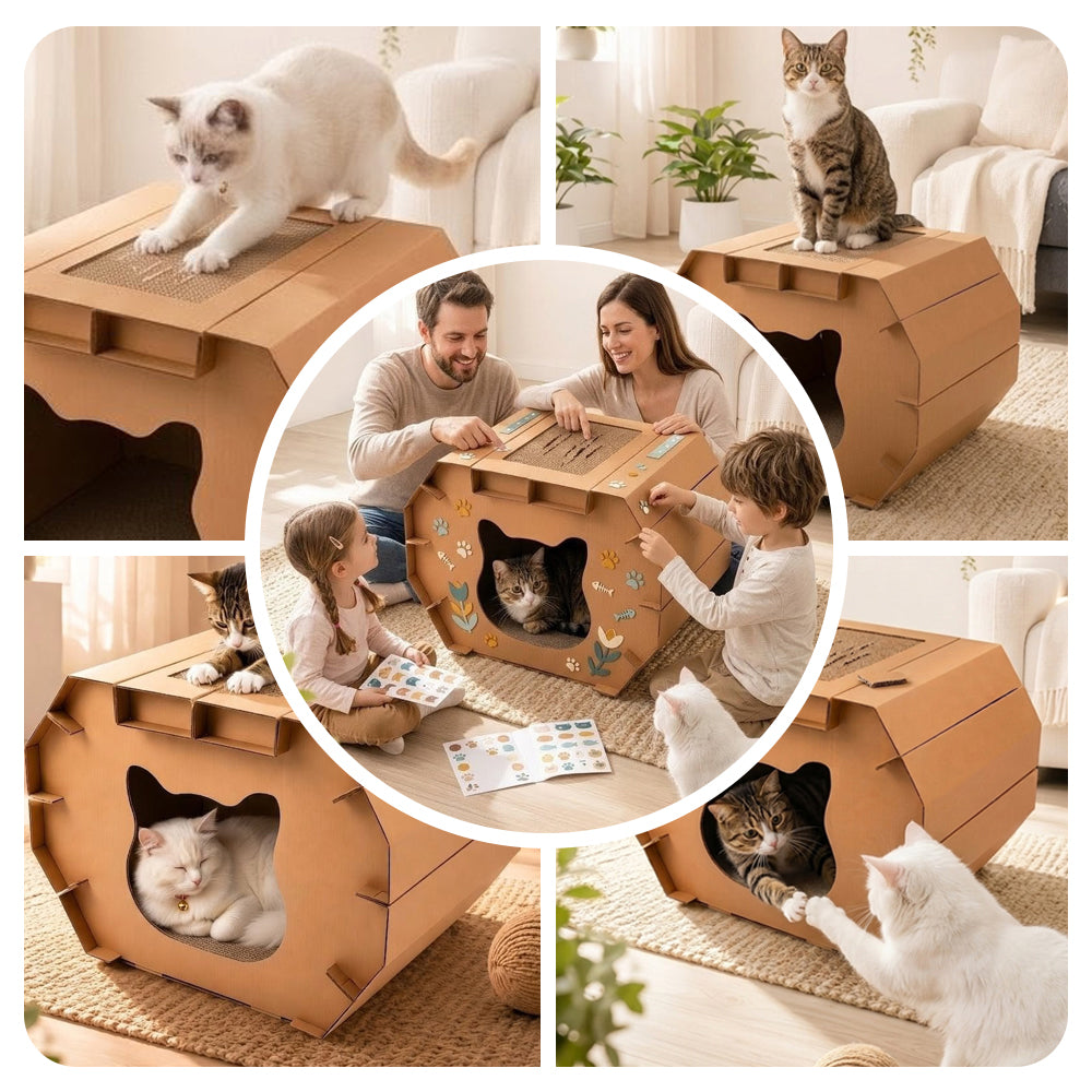 Casa Rascador Personalizable para Gatos.