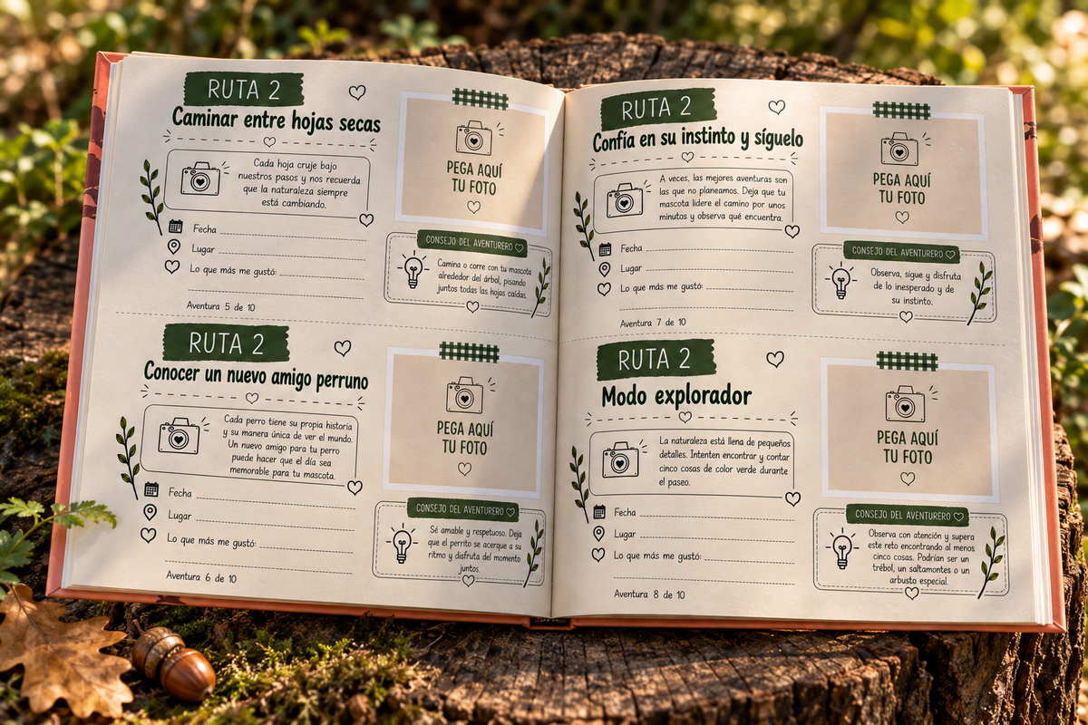 Álbum abierto en la Ruta 2, Pequeños exploradores, listo para elegir una aventura
